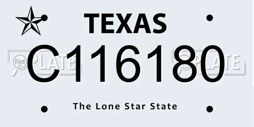C116180 Texas License Plate
