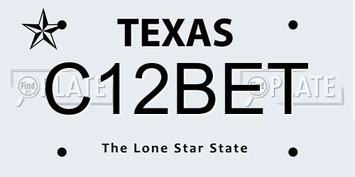 C12BET Texas License Plate