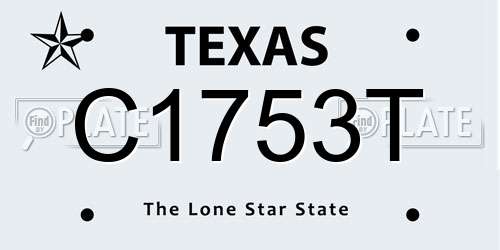 C1753T Texas License Plate