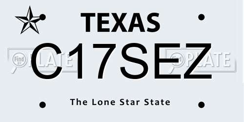 C17SEZ Texas License Plate