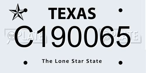 C190065 Texas License Plate