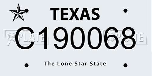 C190068 Texas License Plate