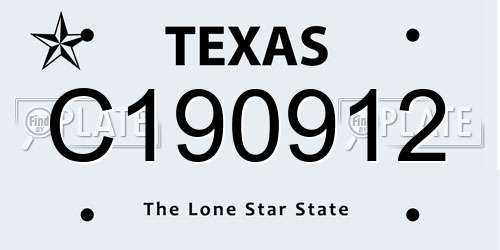 C190912 Texas License Plate