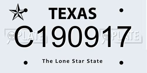 C190917 Texas License Plate
