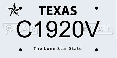 C1920V Texas License Plate