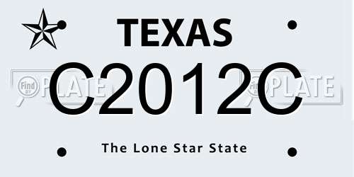 C2012C Texas License Plate