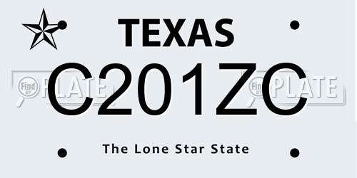 C201ZC Texas License Plate