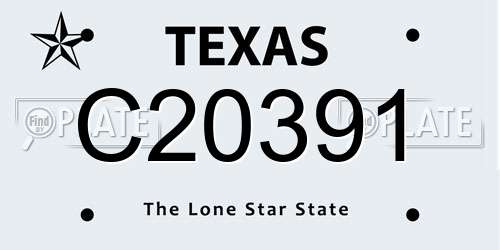 C20391 Texas License Plate