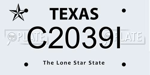 C2039I Texas License Plate