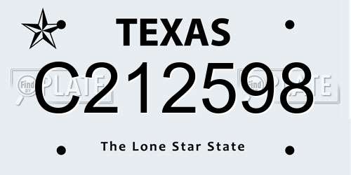 C212598 Texas License Plate