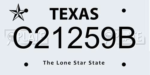 C21259B Texas License Plate
