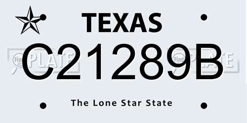 C21289B Texas License Plate