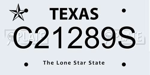 C21289S Texas License Plate