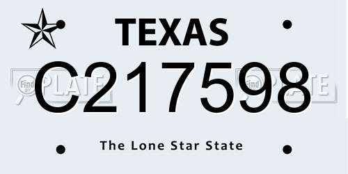 C217598 Texas License Plate