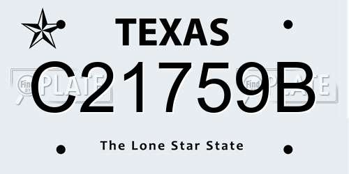 C21759B Texas License Plate