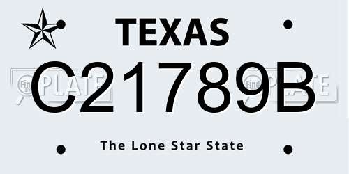 C21789B Texas License Plate