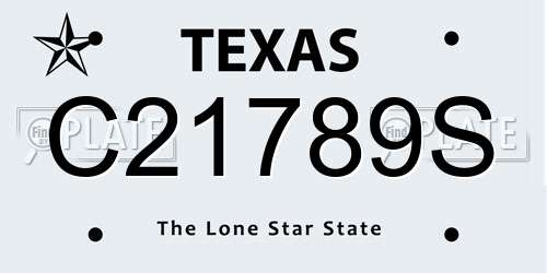 C21789S Texas License Plate