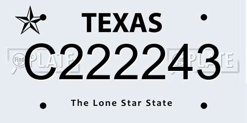 C222243 Texas License Plate