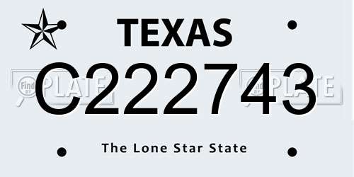 C222743 Texas License Plate