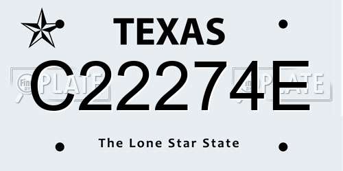 C22274E Texas License Plate
