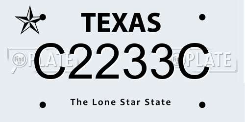 C2233C Texas License Plate