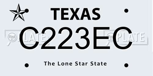 C223EC Texas License Plate