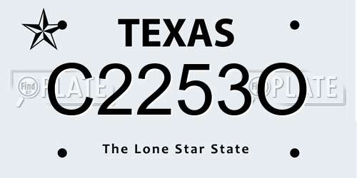 C2253O Texas License Plate