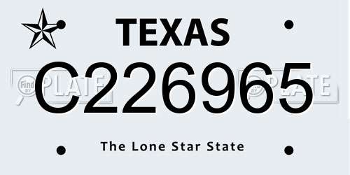 C226965 Texas License Plate