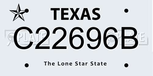C22696B Texas License Plate