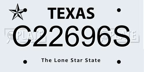 C22696S Texas License Plate