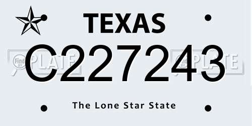 C227243 Texas License Plate