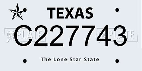 C227743 Texas License Plate