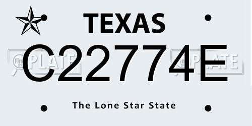 C22774E Texas License Plate