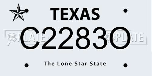 C2283O Texas License Plate