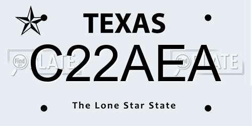 C22AEA Texas License Plate