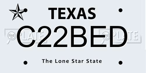C22BED Texas License Plate