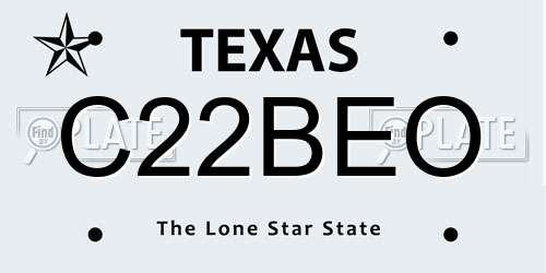 C22BEO Texas License Plate