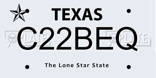 C22BEQ Texas License Plate