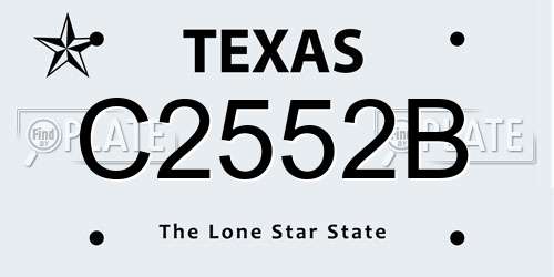 C2552B Texas License Plate