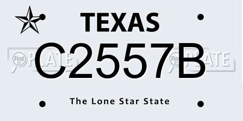 C2557B Texas License Plate