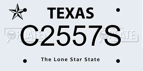 C2557S Texas License Plate