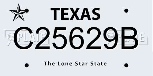 C25629B Texas License Plate