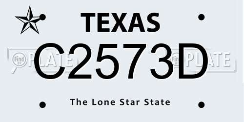 C2573D Texas License Plate