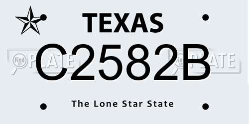 C2582B Texas License Plate