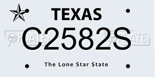 C2582S Texas License Plate