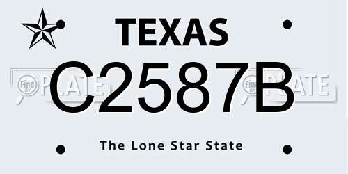 C2587B Texas License Plate