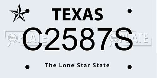 C2587S Texas License Plate