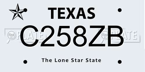 C258ZB Texas License Plate