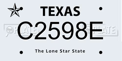 C2598E Texas License Plate