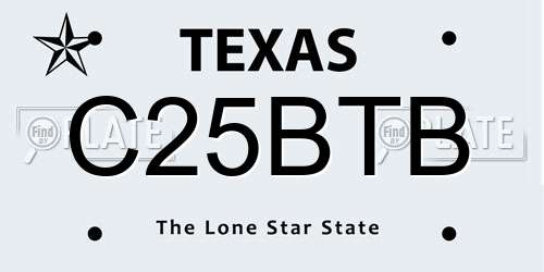 C25BTB Texas License Plate
